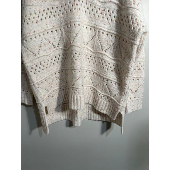 Sundance Minnie V Neck Confetti Open Knit Sweater in Ivory - Picture 4 of 11